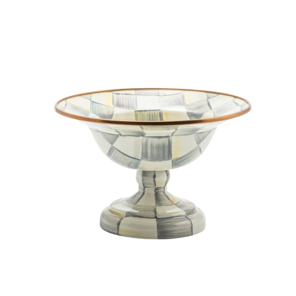 Mackenzie Child Sterling Check Small Compote New